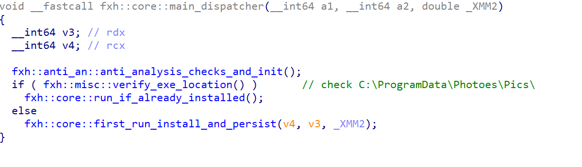 The malware checks whether the installation directory already exists