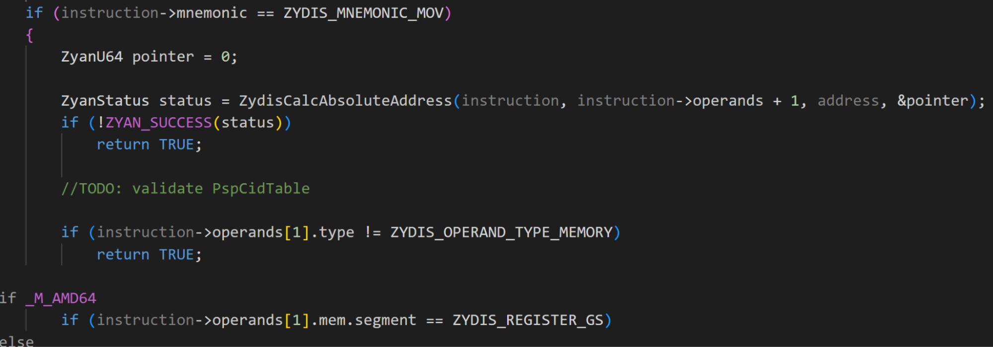 Original hidden code: PspCidTable lookup
