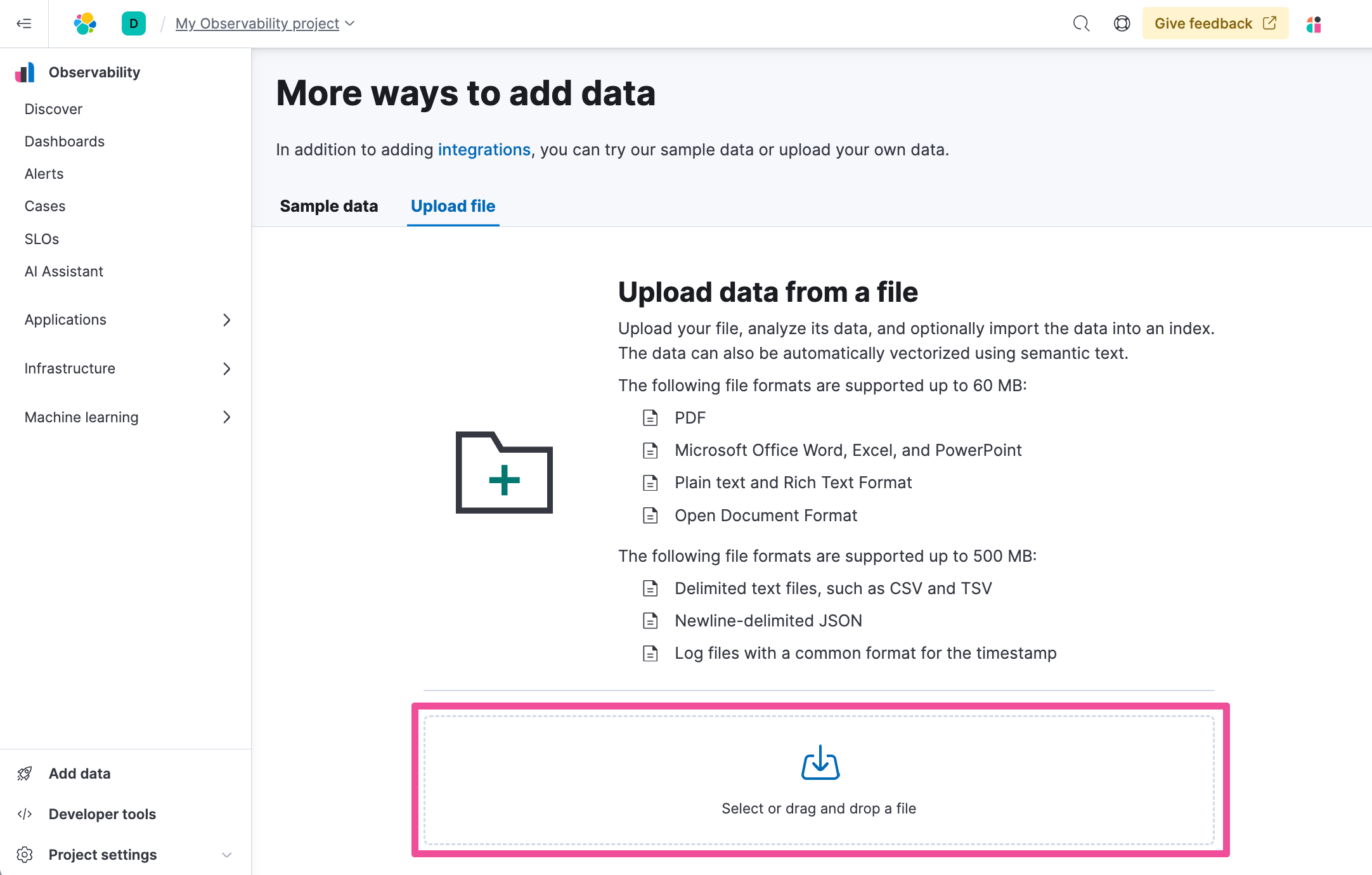 Data import select upload file selector