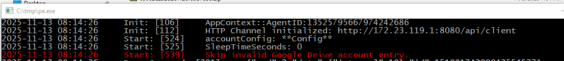 Console output