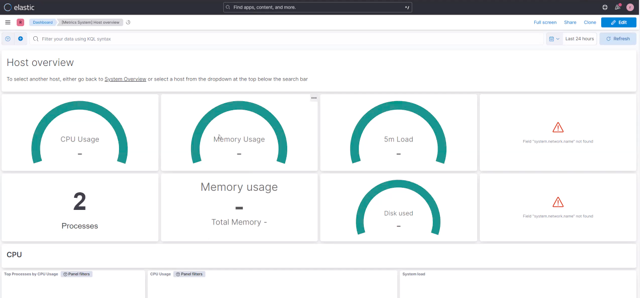 Screenshot of Elastic Observability host overview