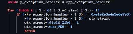 In-memory patch of the magic value in the exception handler