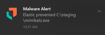 Elastic Security malware prevention notification