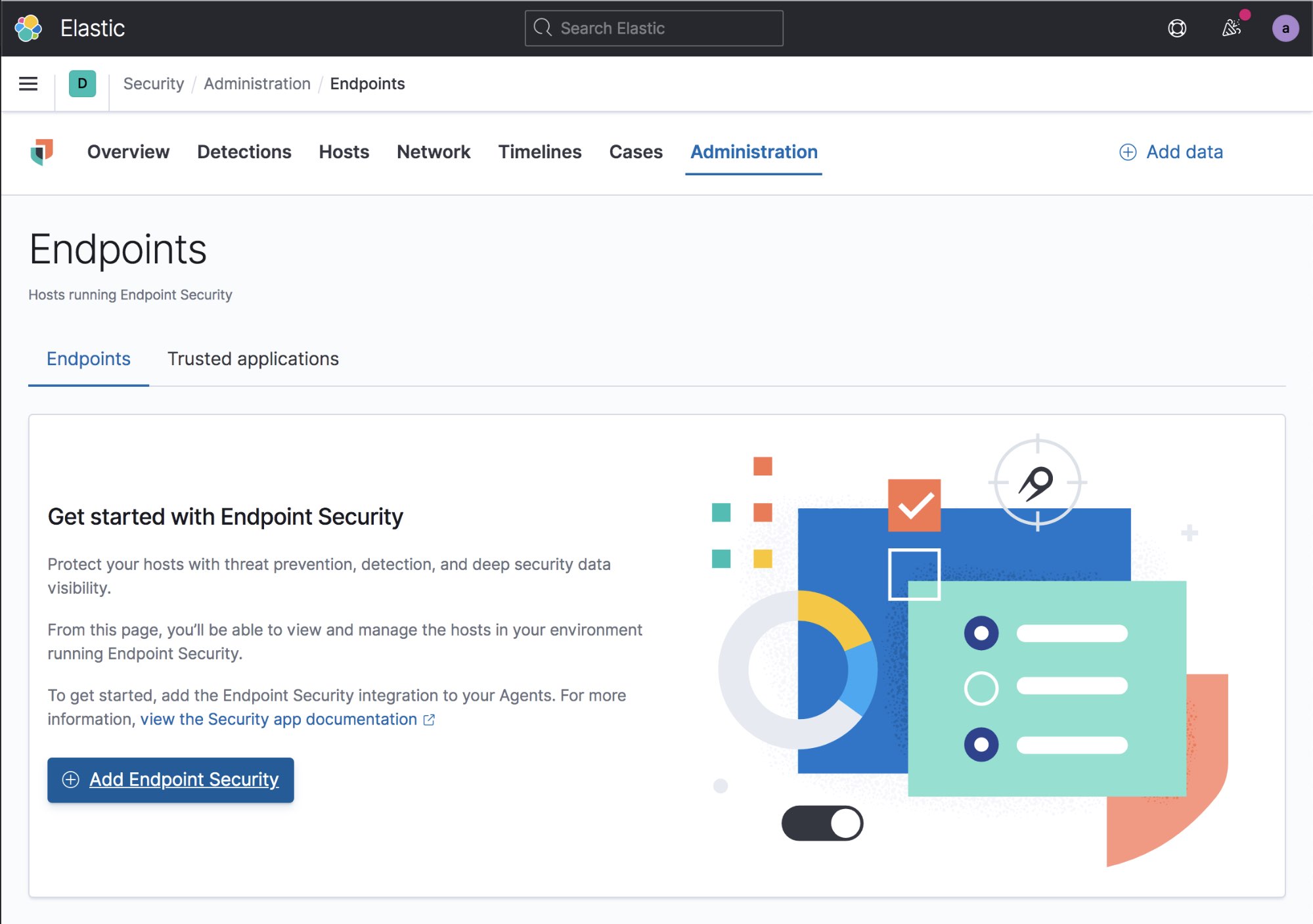 Endpoint Security administration setup view