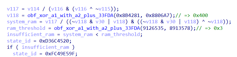 Anti-sandbox check based on RAM