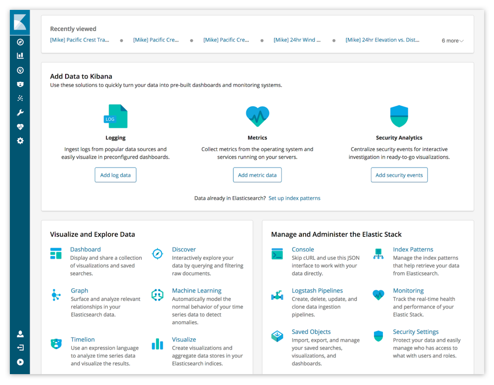 Kibana with monochrome icons