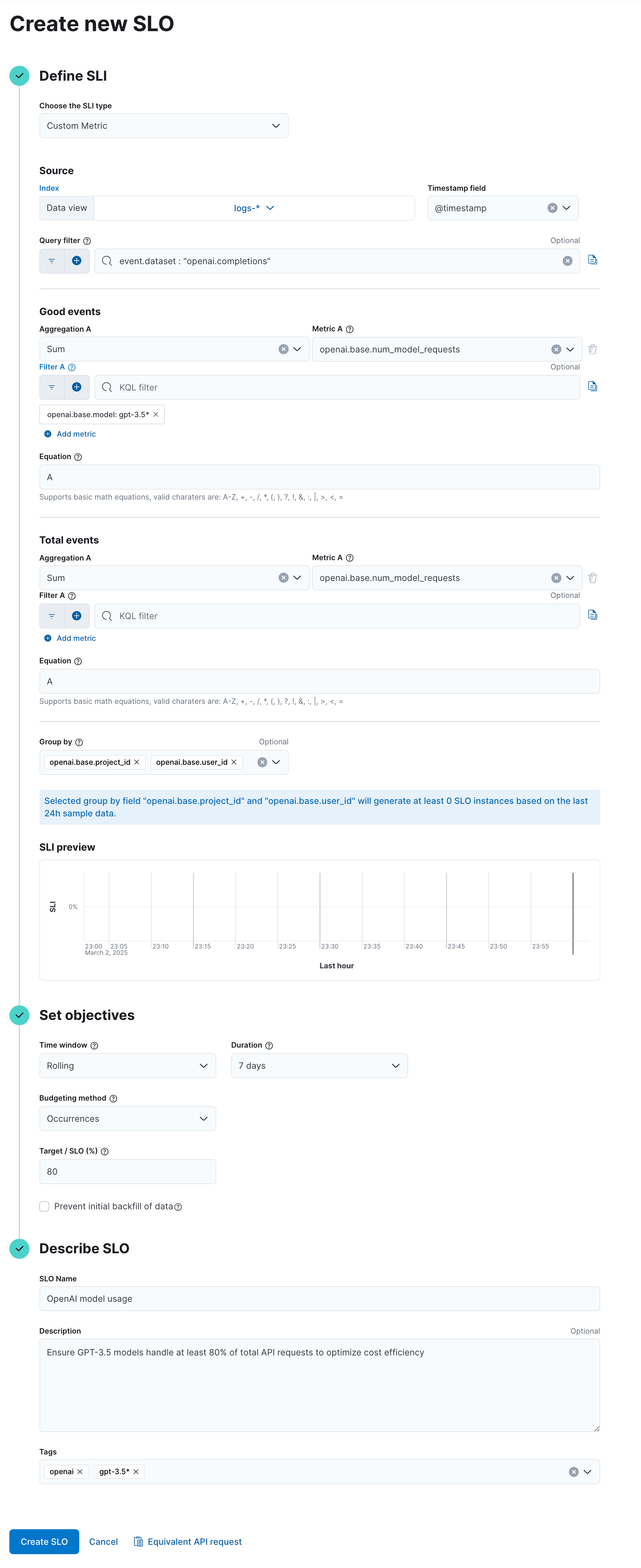LLM Observability: SLO creation