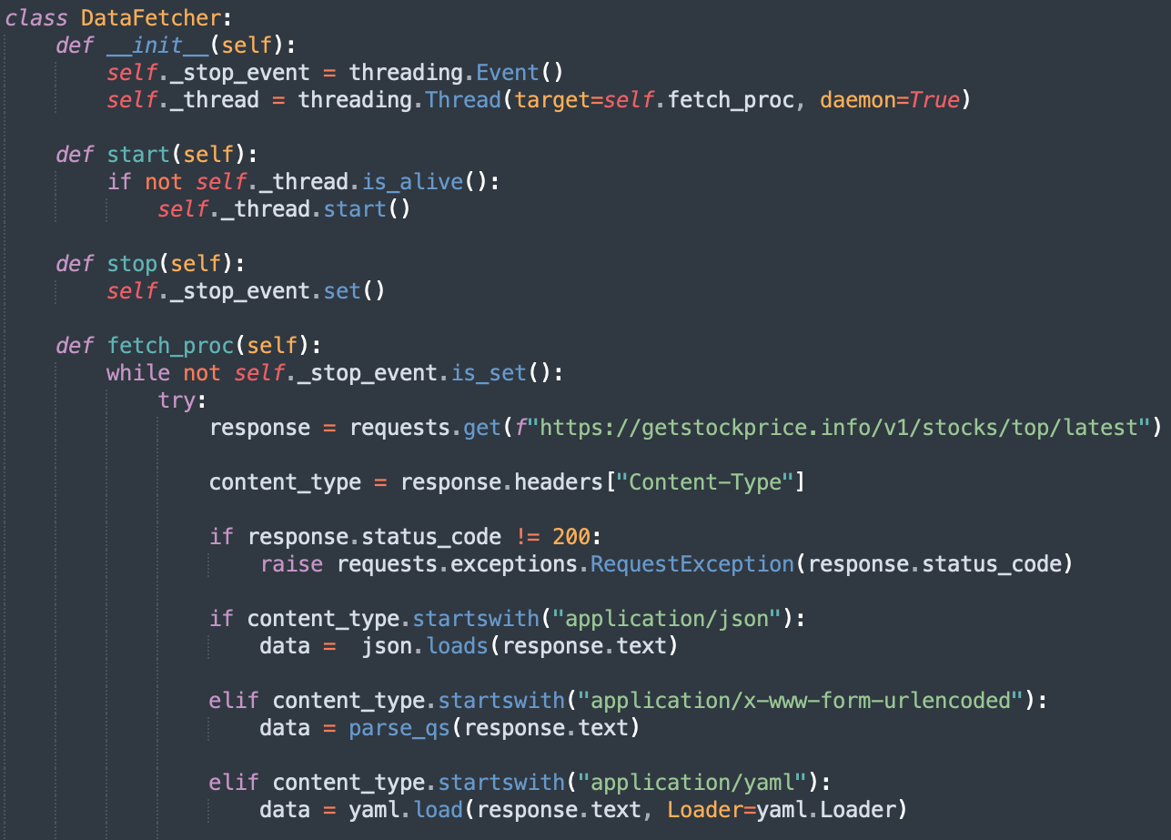 data_fetcher.py class with yaml.load functionality