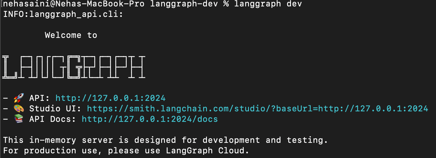 LangGraph API-Server läuft erfolgreich.
