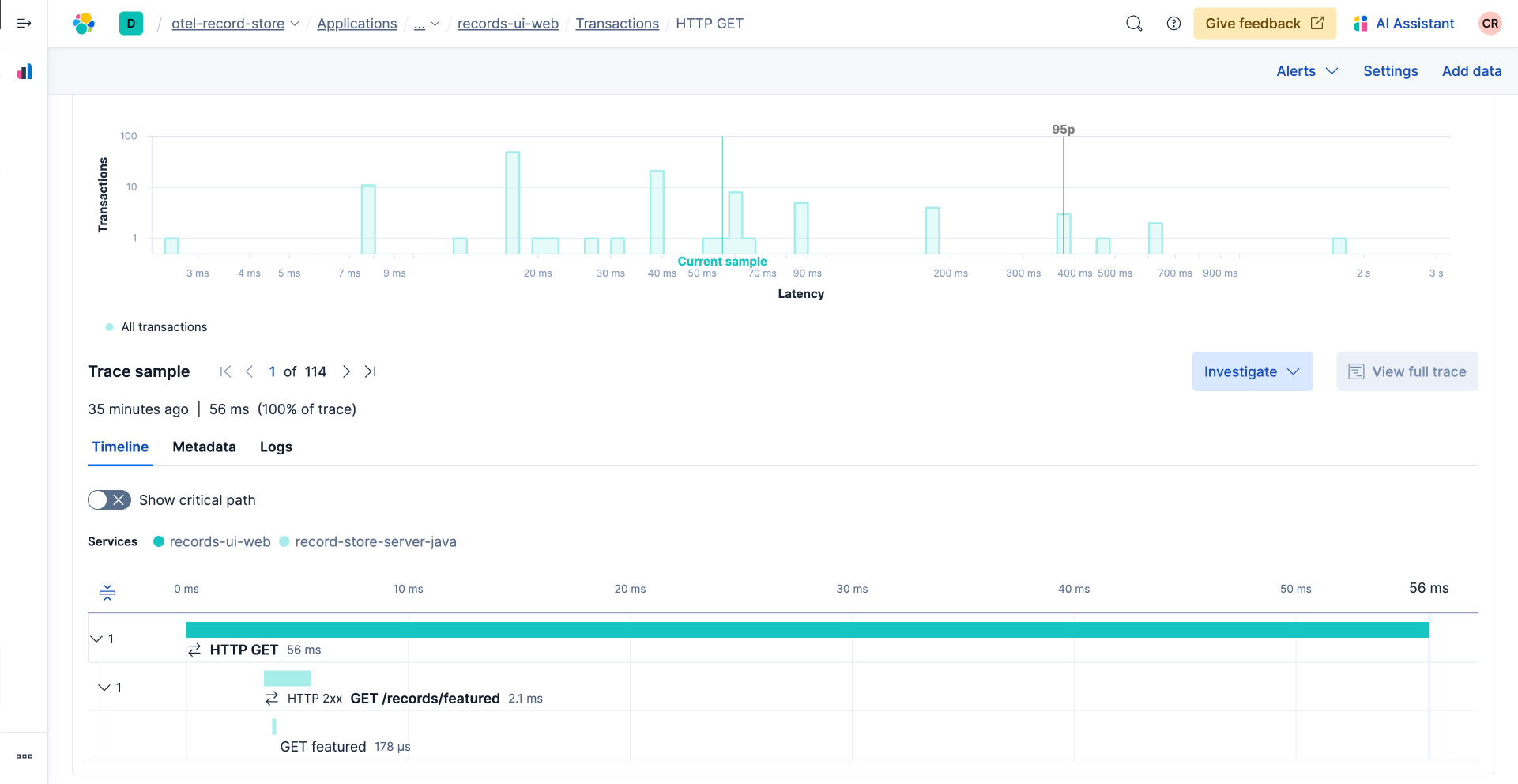 Sample HTTP GET Trace