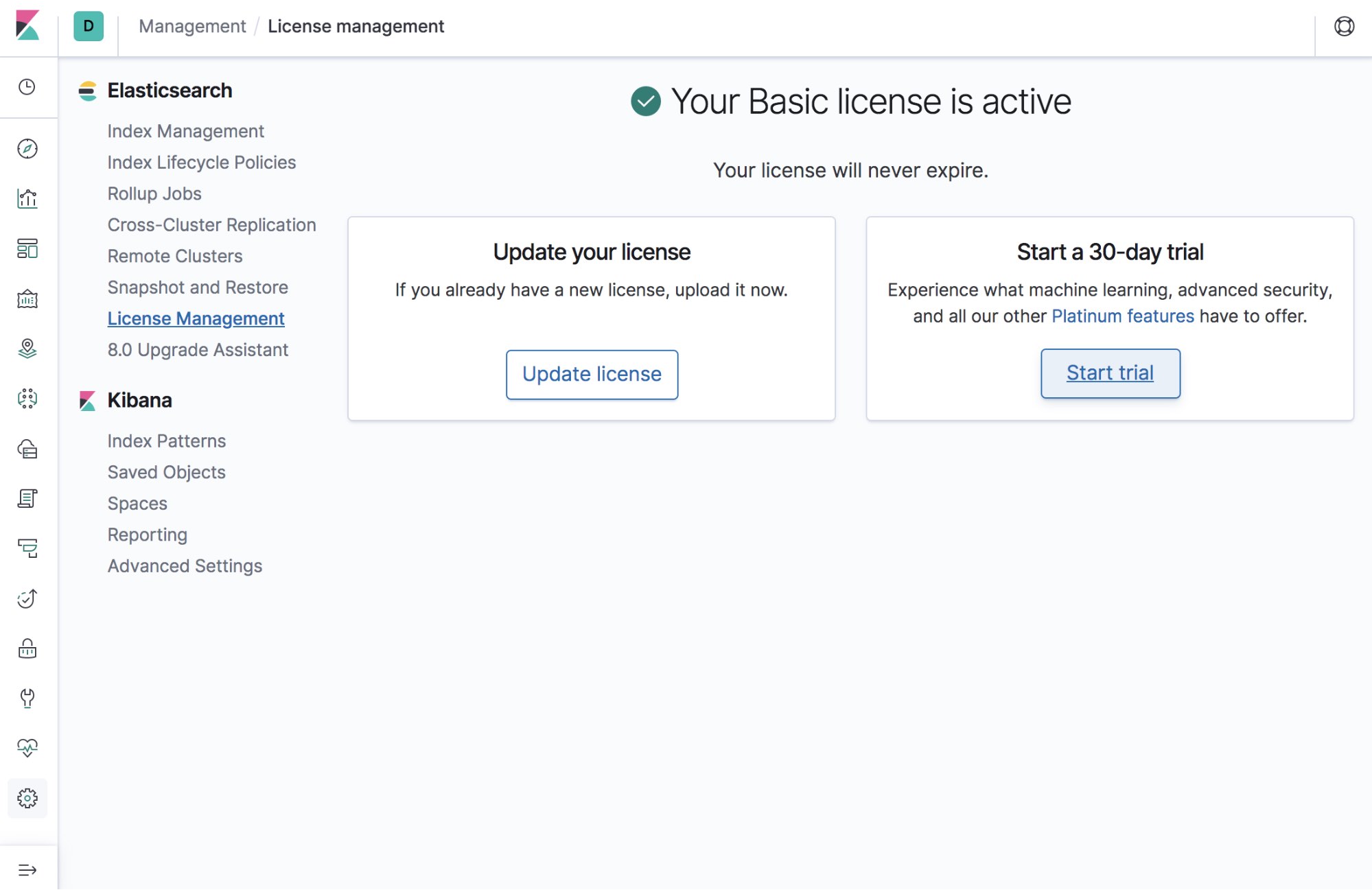 Elastic Stack Basic license