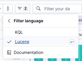 Filter language menu in Discover with Lucene selected