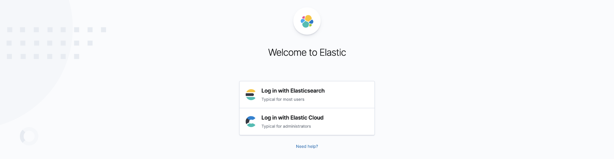 Log in as an administrator by selecting Log in with Elastic Cloud
