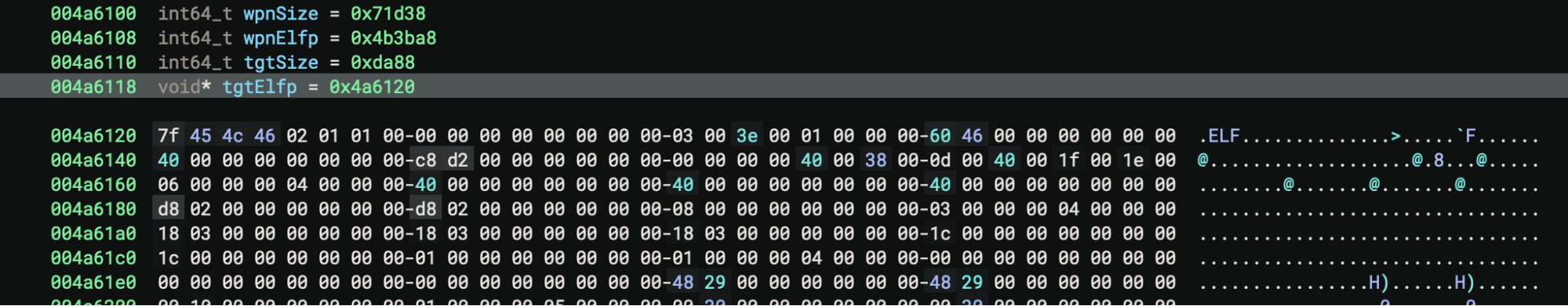 Embedded ELF binary