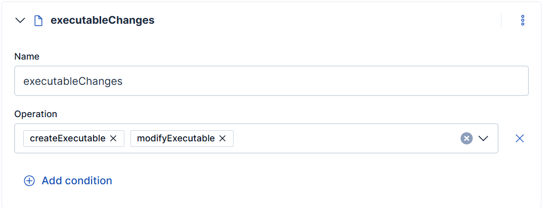 Figure 7: Defend for Containers executableChanges selector