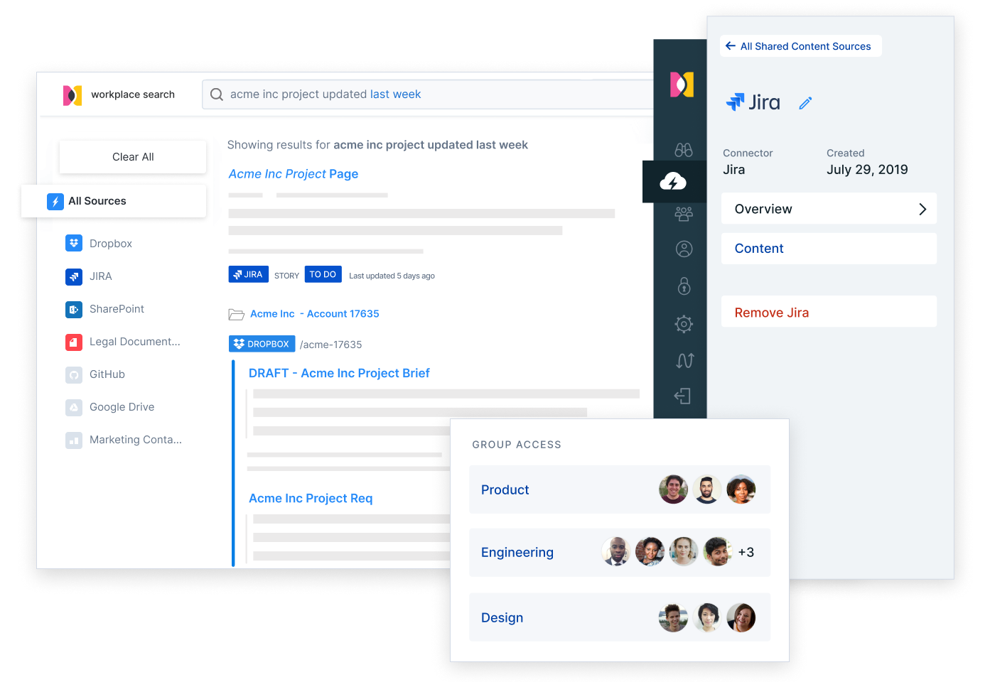 Workplace Search for search across all your teams' content