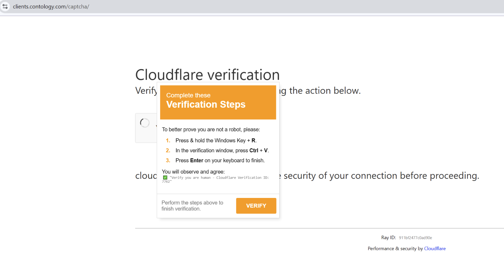Fake captcha hosted by contology[.]com