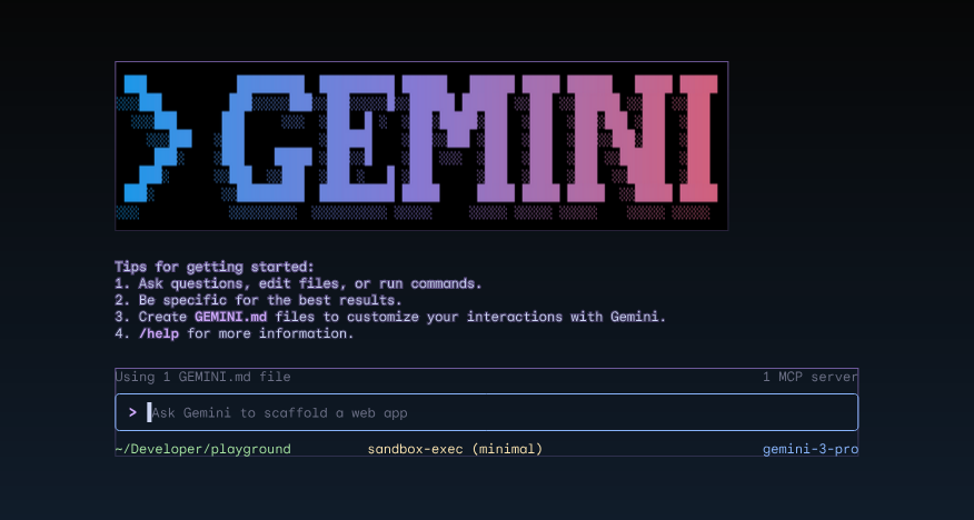 Gemini CLI 的屏幕截图。