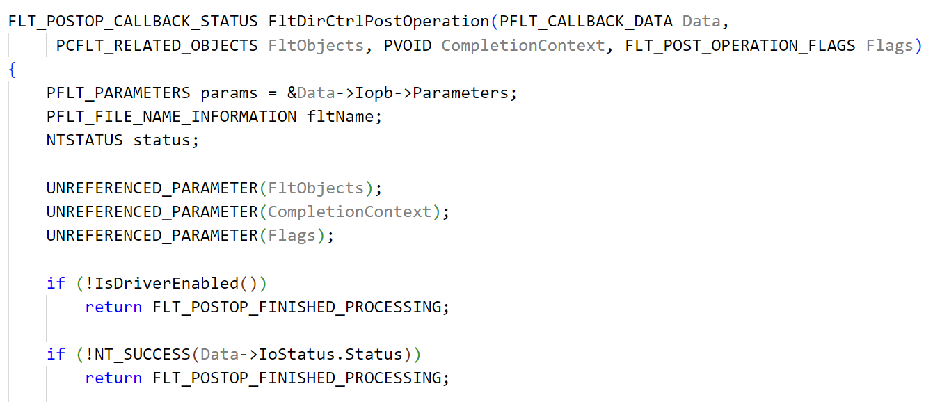 “Hidden” source code: FltDirCtrlPostOperation callback