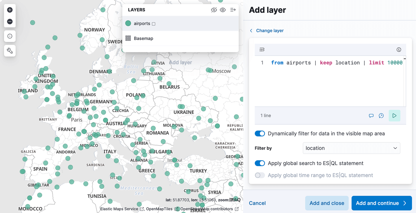 Kibana ES|QL - 机场