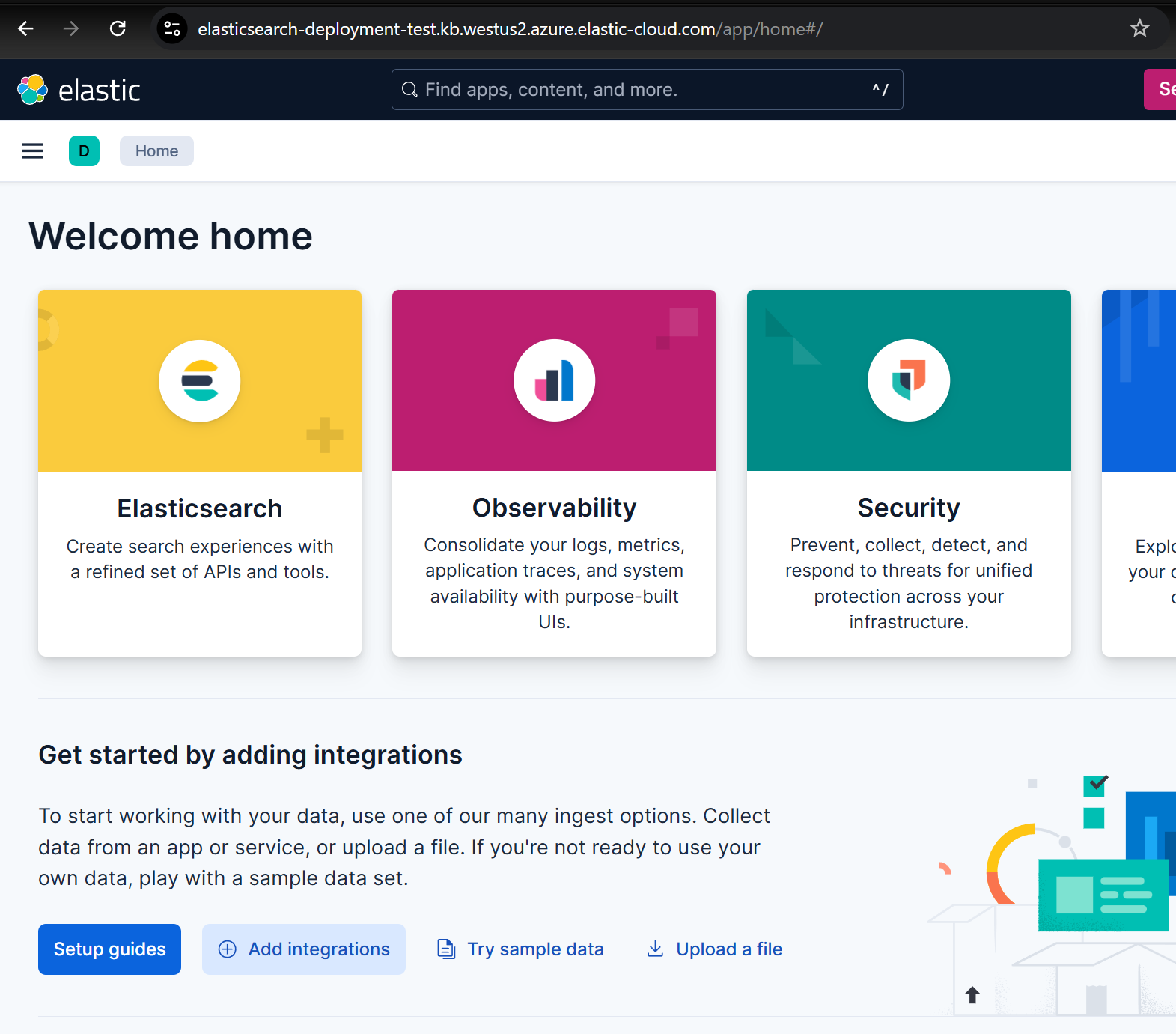 Image showing a successful deployment of Elastic Cloud from Azure Marketplace.