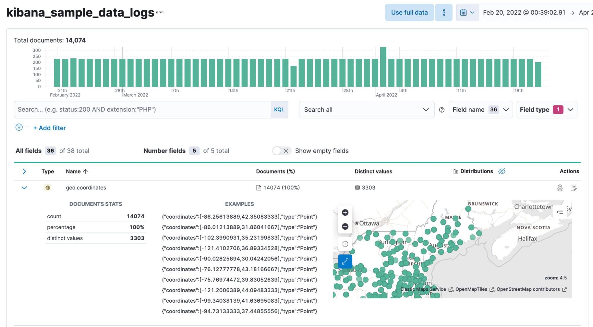 geo_point field in Data Visualizer