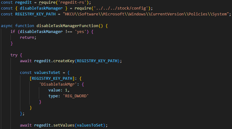 Disable Task Manager through the registry