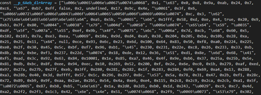 Main global array used for value lookups