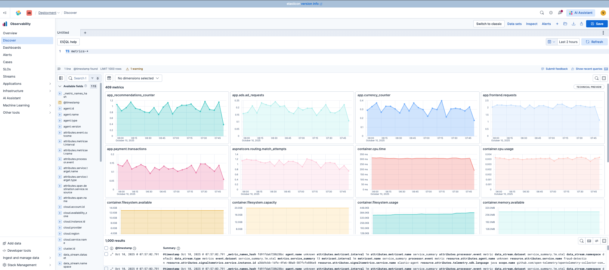 Interactive metrics exploration in Discover
