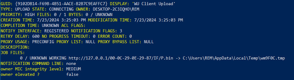 BITS upload job configuration