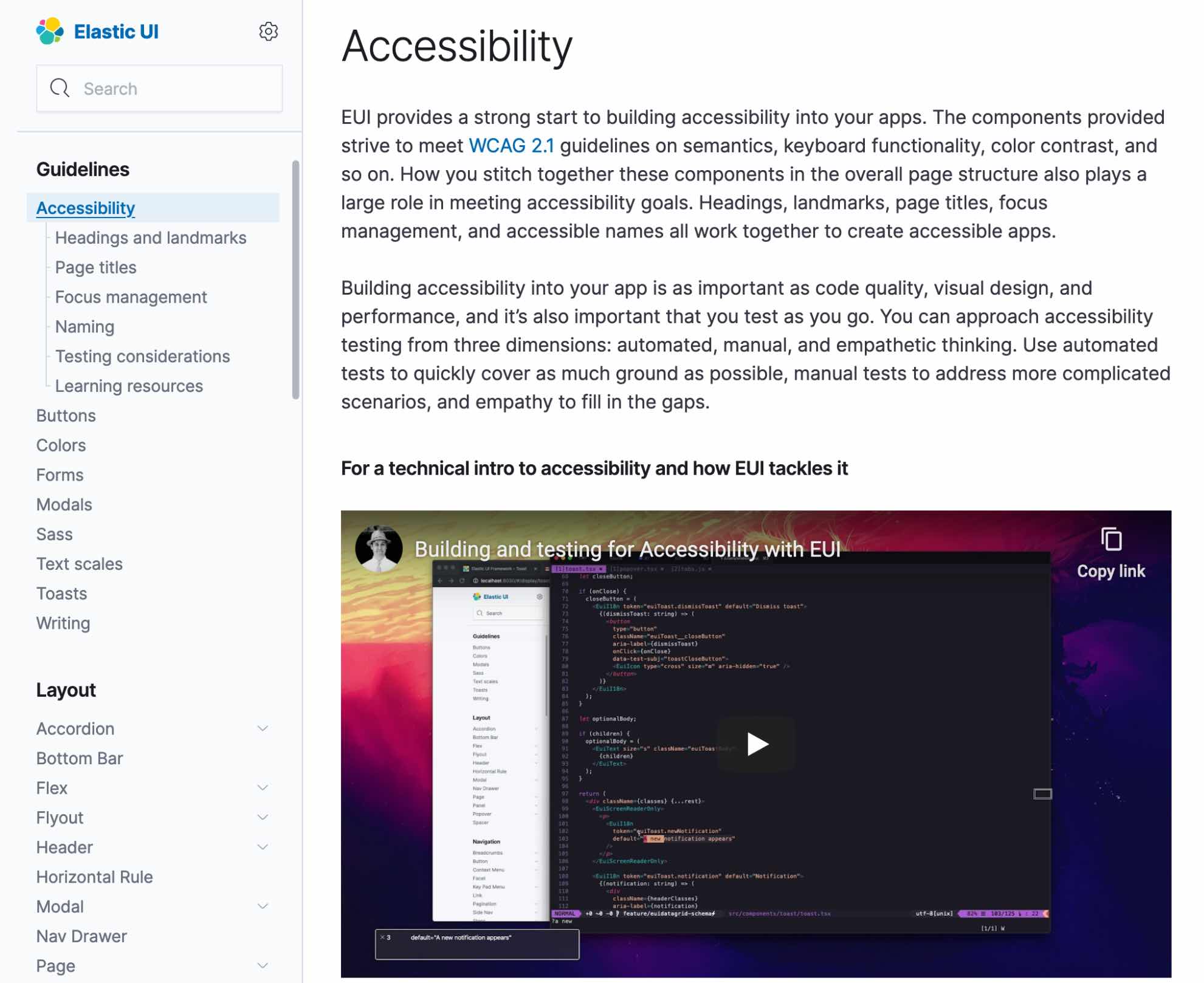 Elastic EUI Accessibility Guidelines