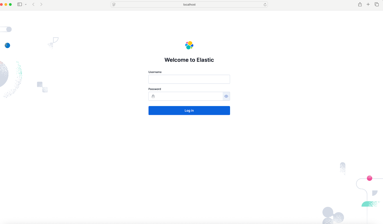 Log in to Elasticsearch after getting started locally