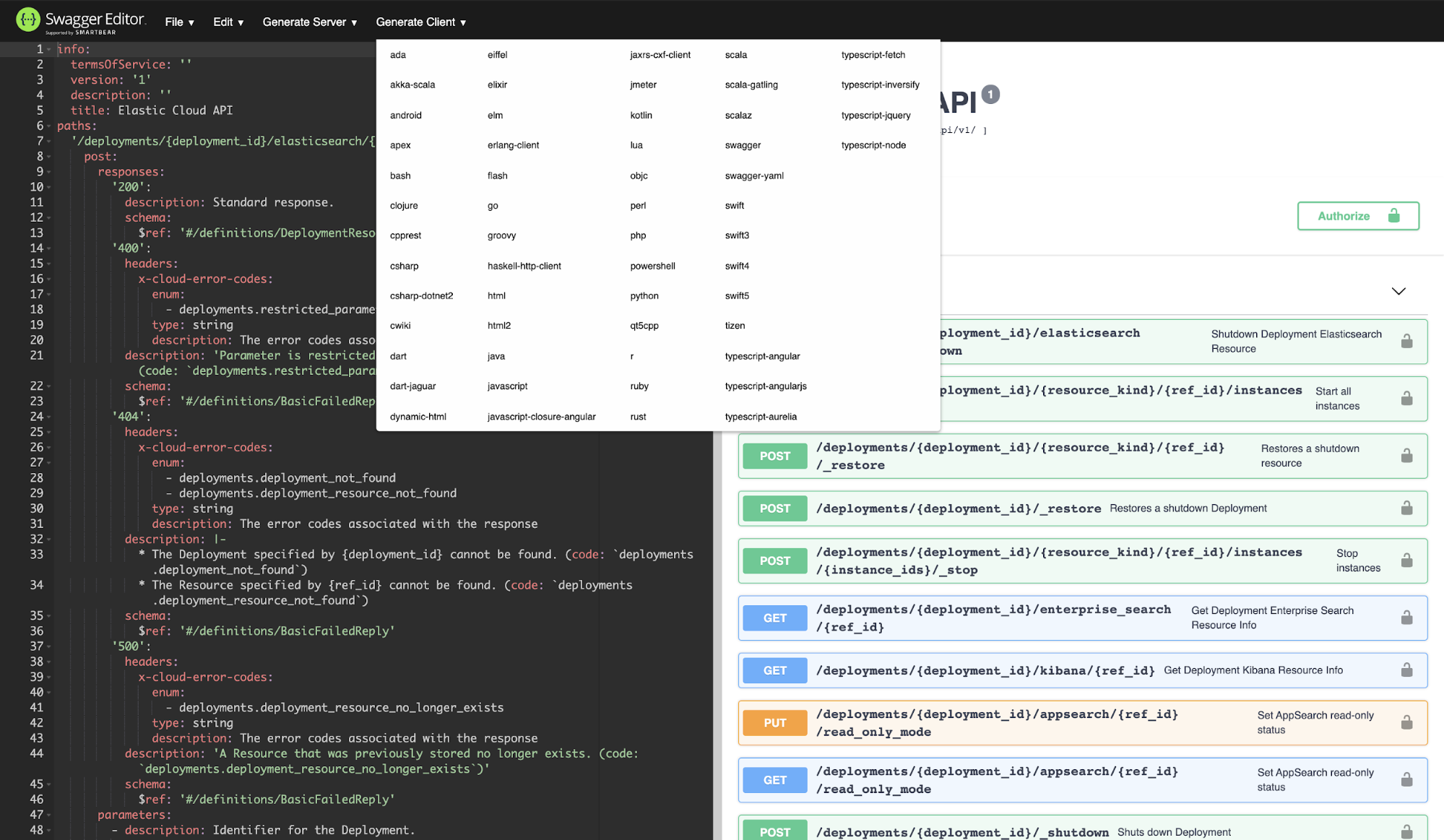 Using Swagger Generator to generate the SDK