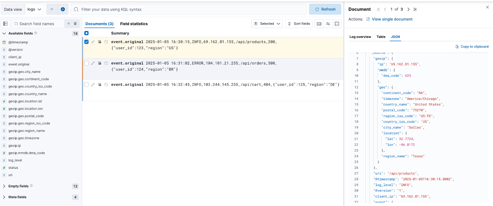 Logstash to Elasticsearch: View the indexed data
