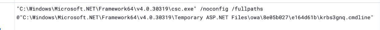 The attacker uses the C# compiler to prepare a .NET webshell for use