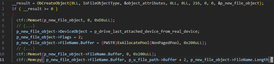 Building a new file object 0x7A14