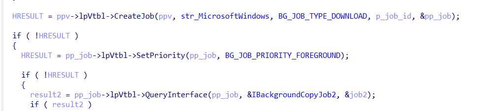 BITS job creation for auto-start functionality