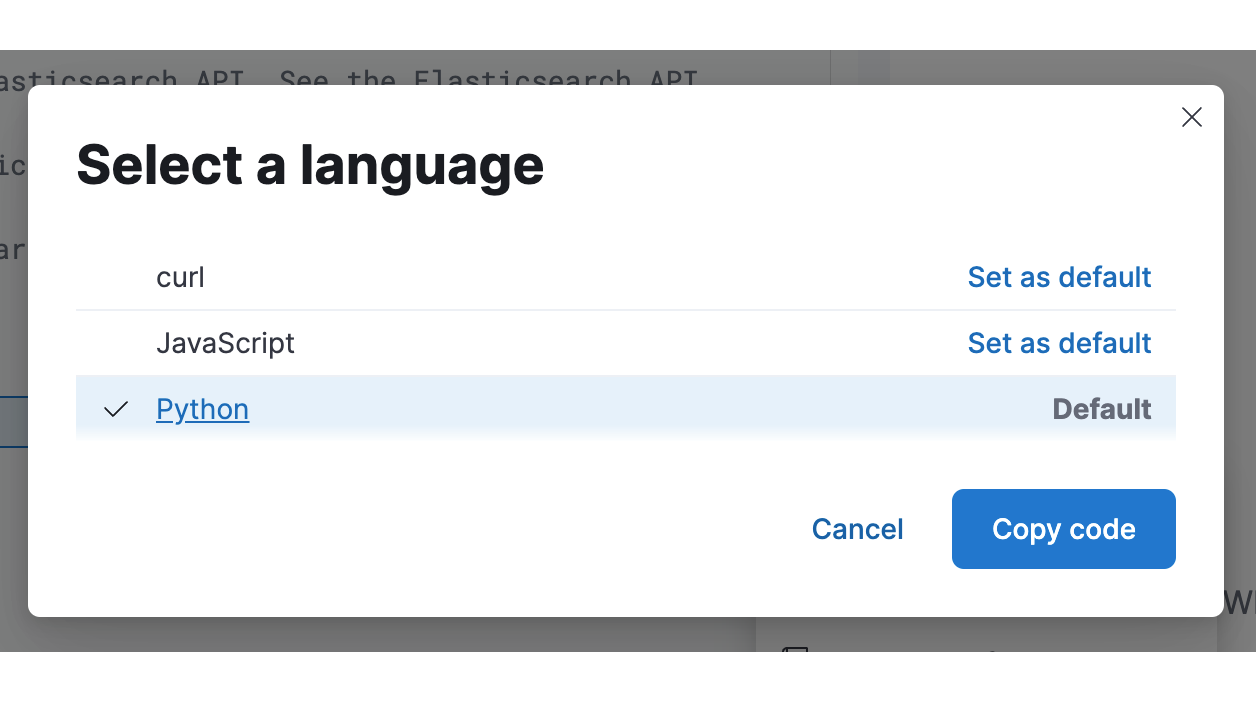 Kibana Dev Console Select Language