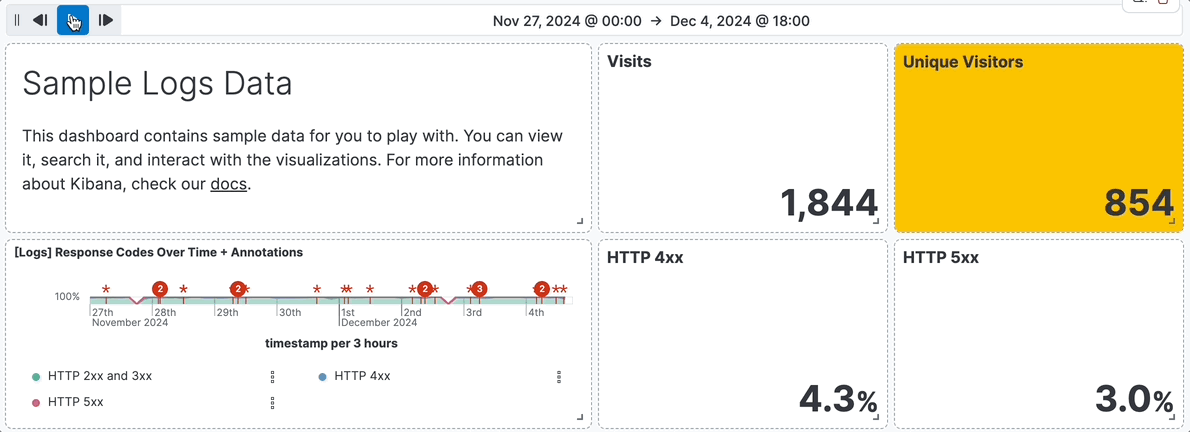 Time slider control for the the Last 7 days