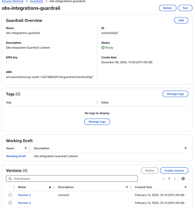 Amazon Bedrock Guardrails Policy Version