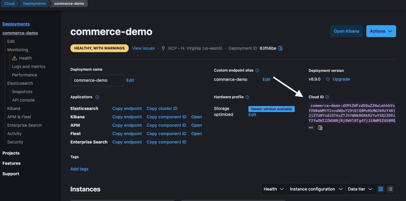 Obtain the Cloud ID of your Elastic deployment