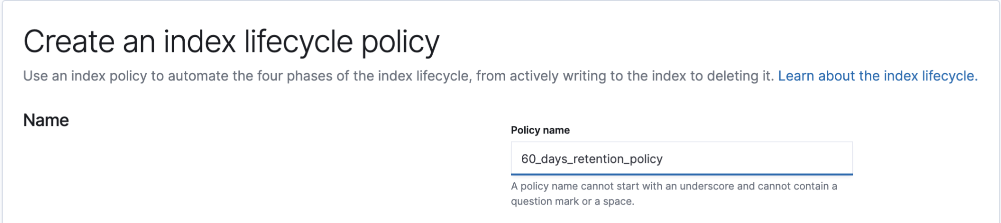 Configure your ILM policy name