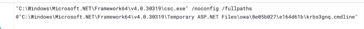 The attacker uses the C# compiler to prepare a .NET webshell for use
